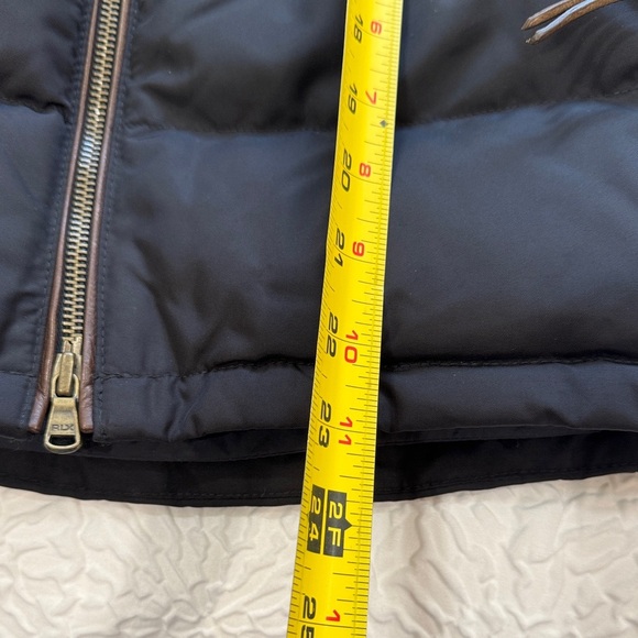 Ralph Lauren RLX Black And Brown Cow Hide Leather Down Vest Women’s Size L - Picture 10 of 10